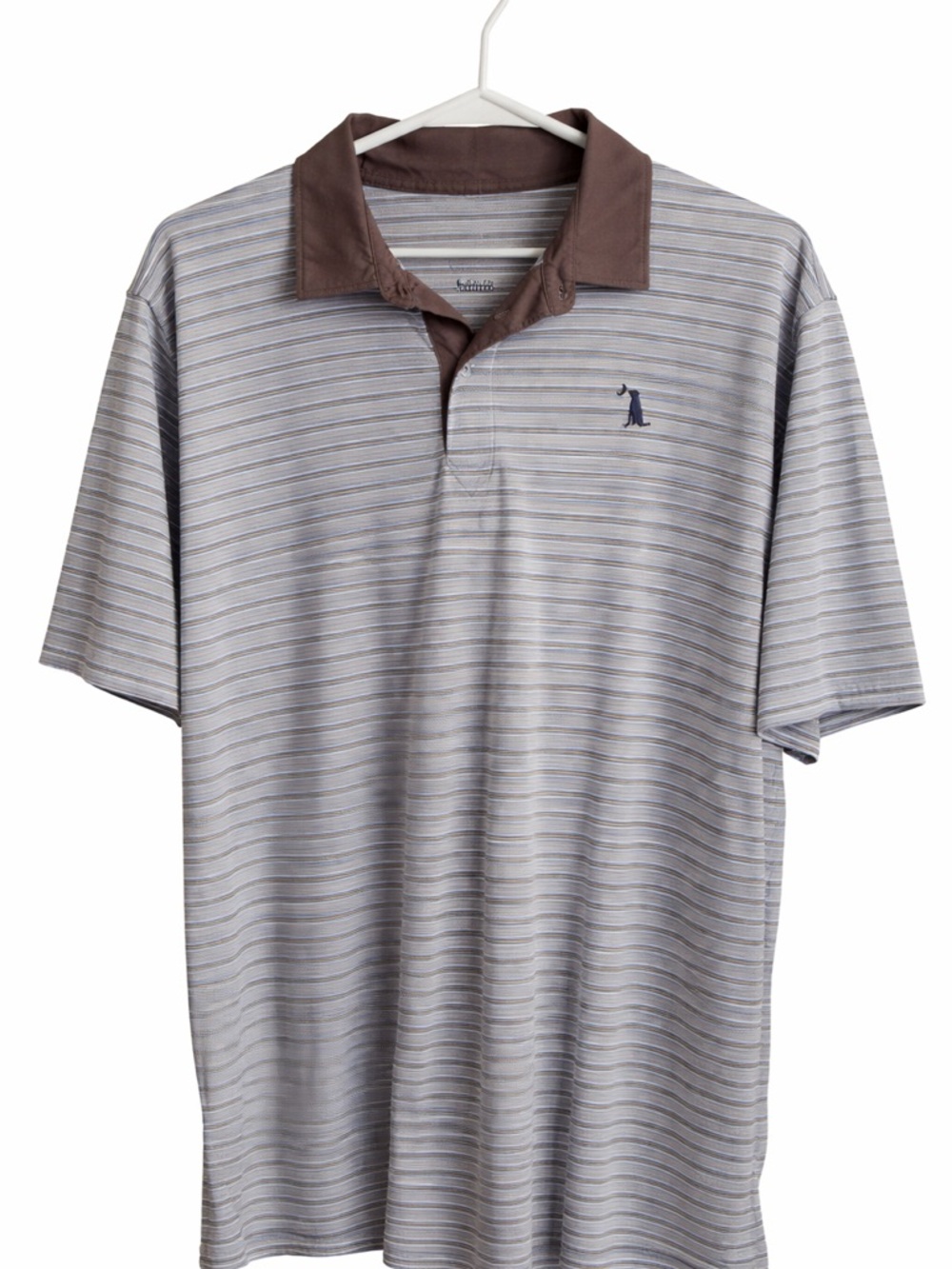 Men's Short Sleeve Polo in Gray with Brown Collar